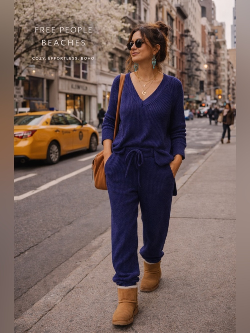 Free People FP Beach Justine Set Ribbed Knit Lounge Sweater Jogger Set Cozy WFH - Picture 7 of 16